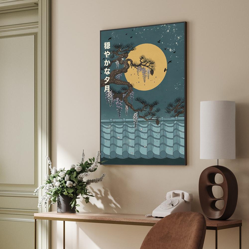Japanese Wisteria Moon-by-Nicholas-wall-art-print-canvas-poster-framed-Gioia