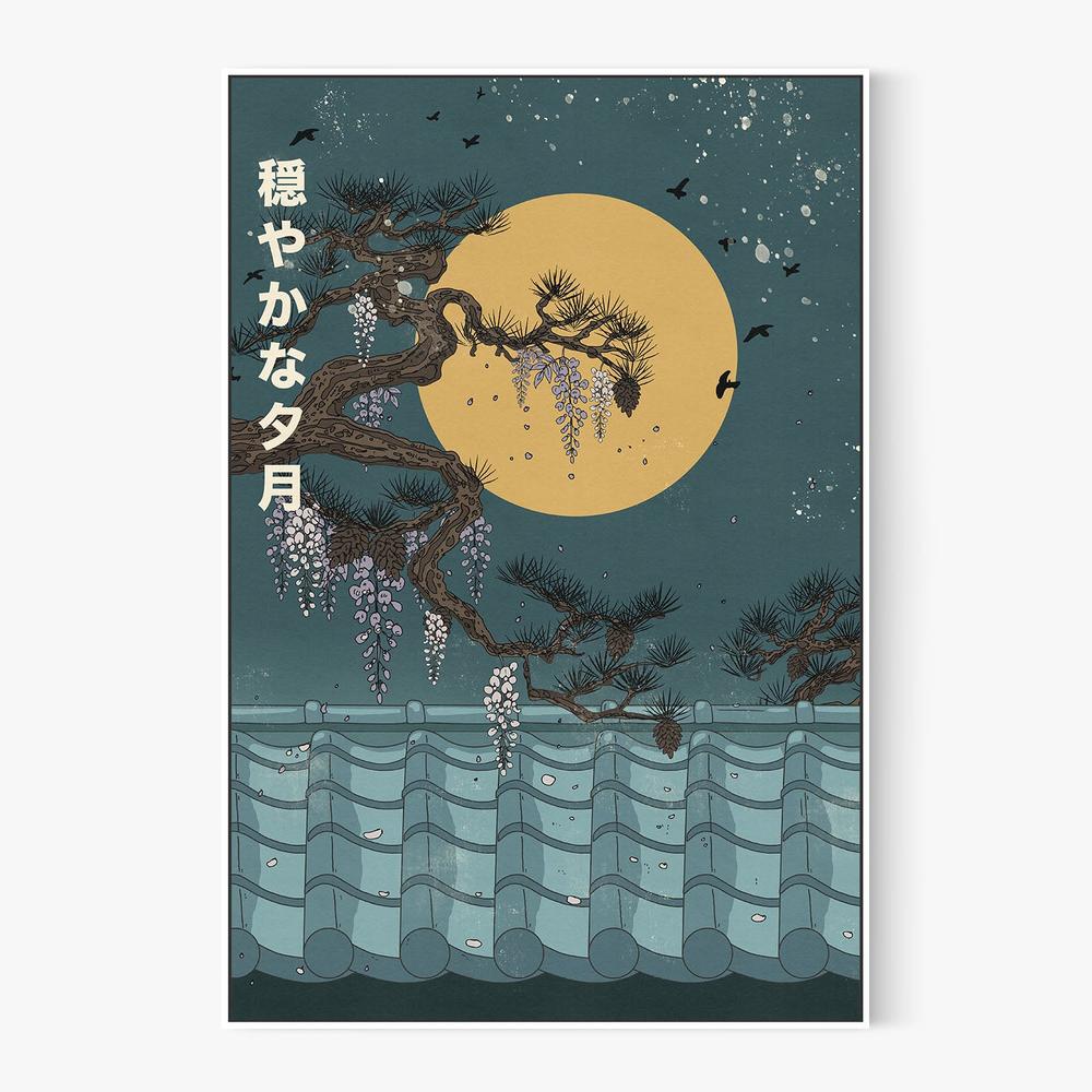 Japanese Wisteria Moon-by-Nicholas-wall-art-print-canvas-poster-framed-Gioia