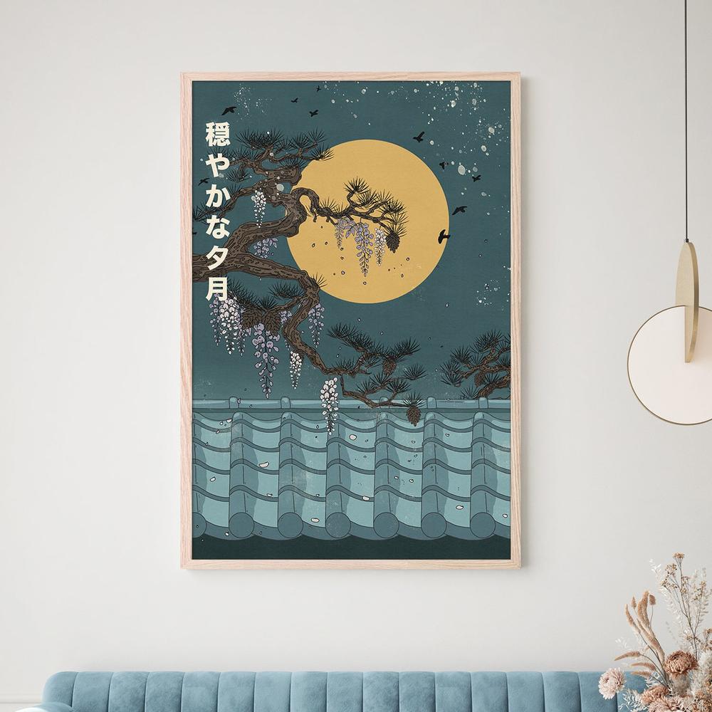 Japanese Wisteria Moon-by-Nicholas-wall-art-print-canvas-poster-framed-Gioia