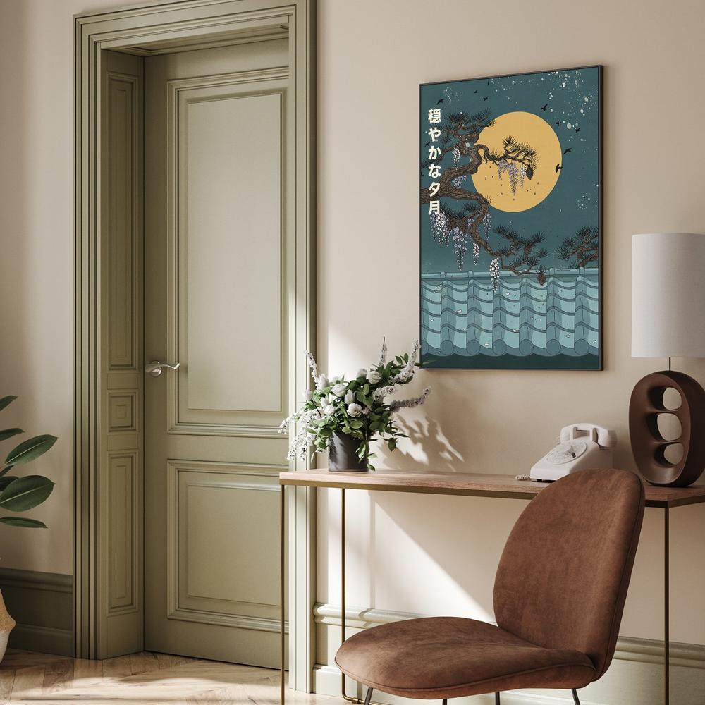 Japanese Wisteria Moon-by-Nicholas-wall-art-print-canvas-poster-framed-Gioia