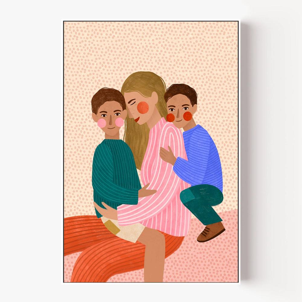 Joyful Family Hug-by-Bea Muller-wall-art-print-canvas-poster-framed-Gioia