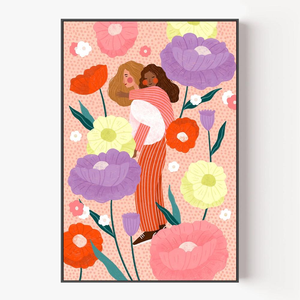 Joyful Floral Embrace-by-Bea Muller-wall-art-print-canvas-poster-framed-Gioia