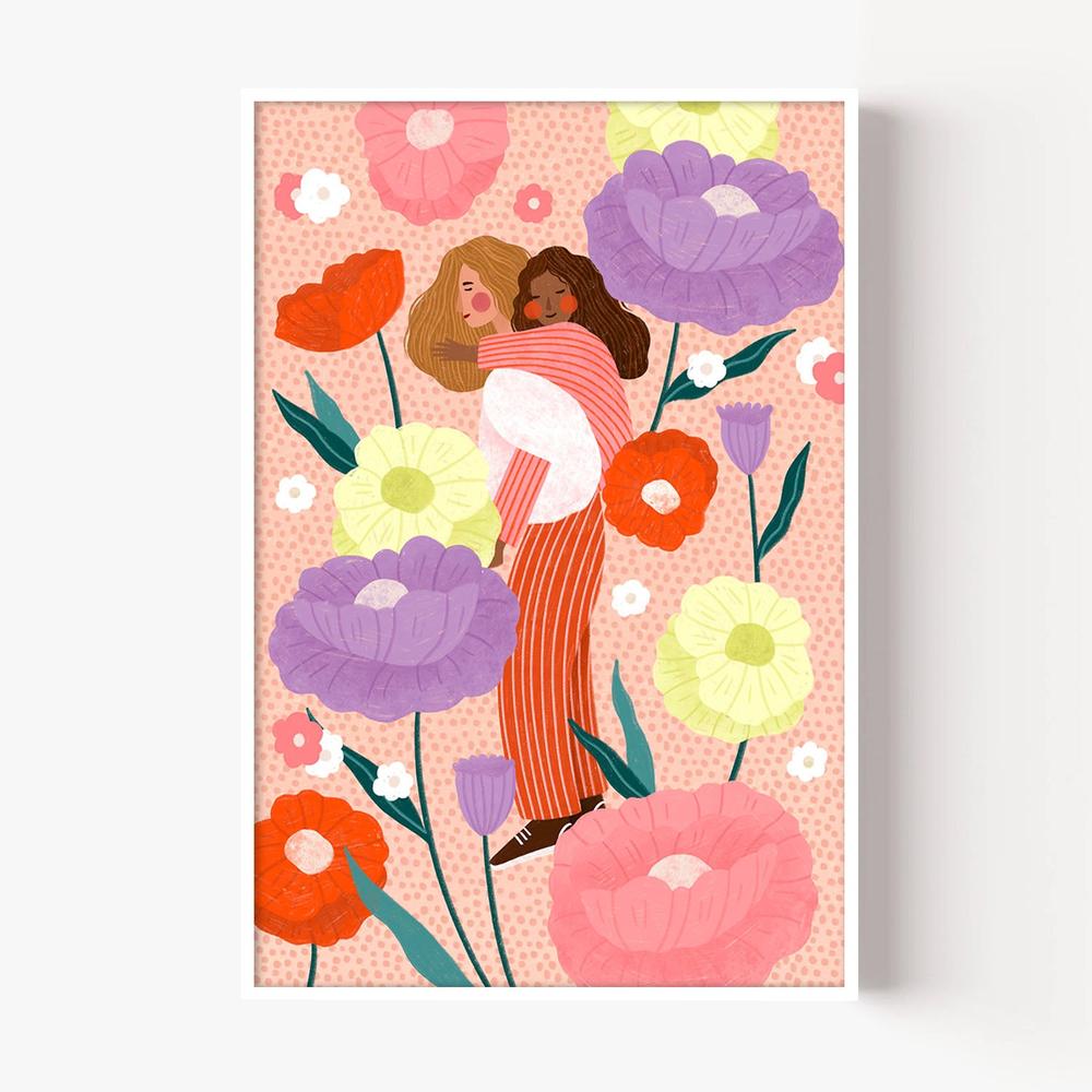 Joyful Floral Embrace-by-Bea Muller-wall-art-print-canvas-poster-framed-Gioia