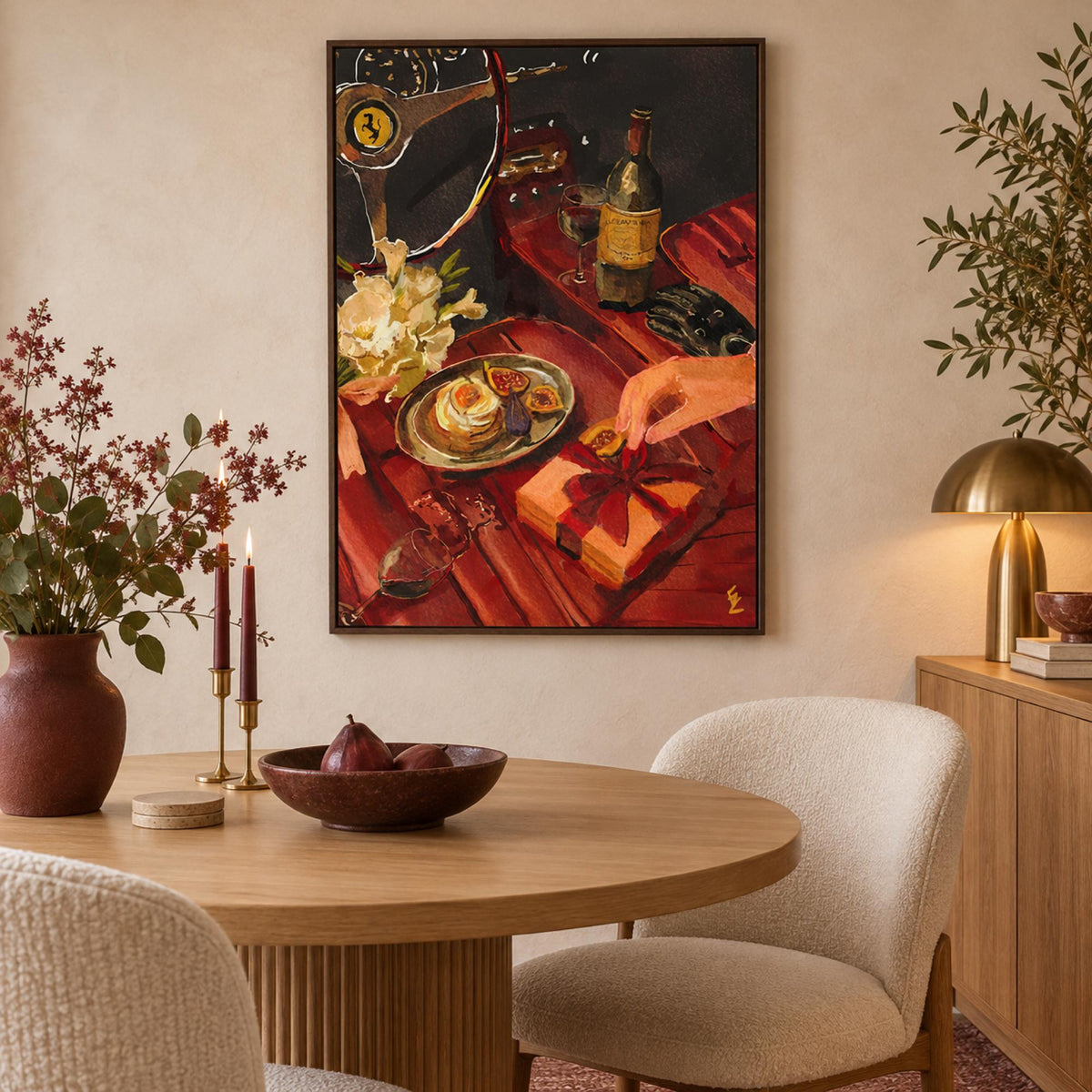 Lappuntamento wall art in a warm contemporary dining nook