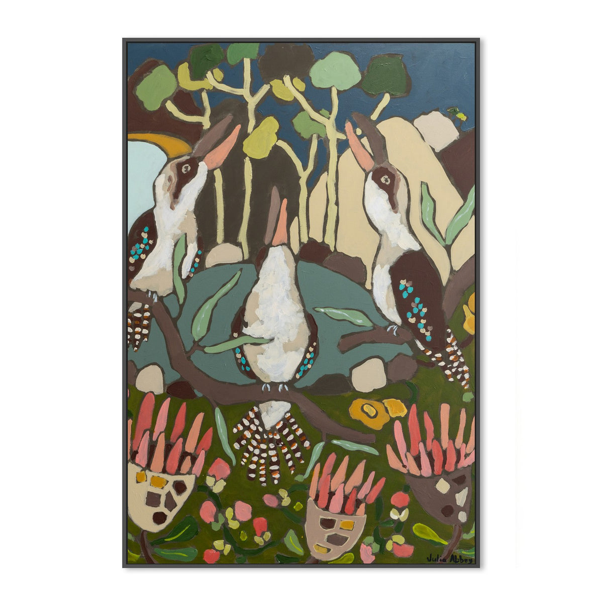 Laughing Kookaburras-by-Julia Abbey-wall-art-print-canvas-poster-framed-Gioia