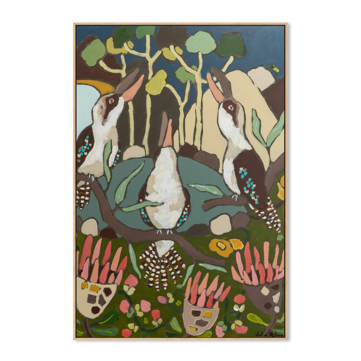 Laughing Kookaburras-by-Julia Abbey-wall-art-print-canvas-poster-framed-Gioia