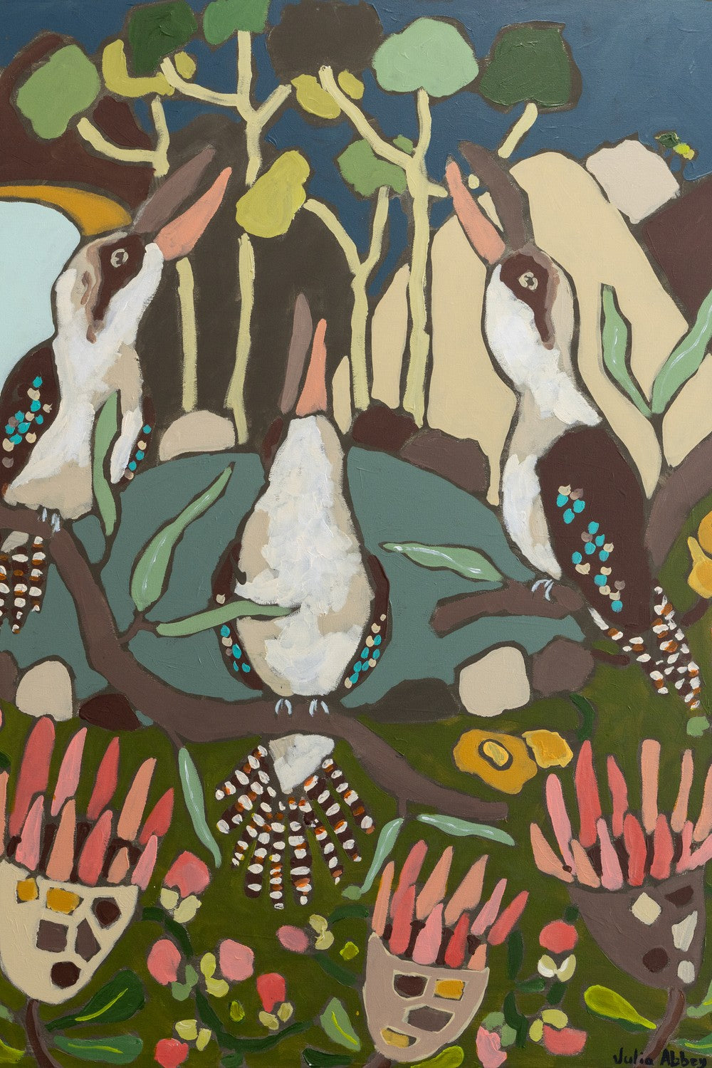 Laughing Kookaburras-by-Julia Abbey-wall-art-print-canvas-poster-framed-Gioia