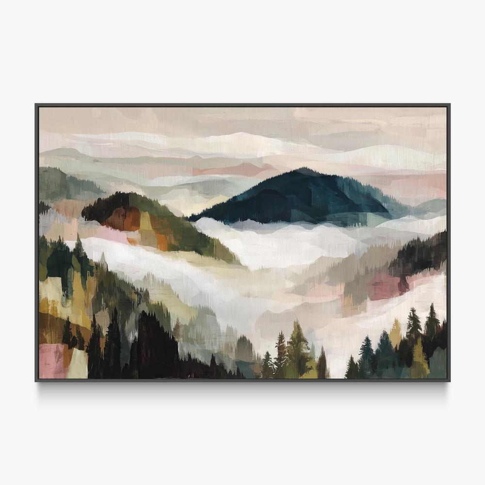 Layered Mountain Valley with Pine Trees-by-Jordão de Abreu-wall-art-print-canvas-poster-framed-Gioia