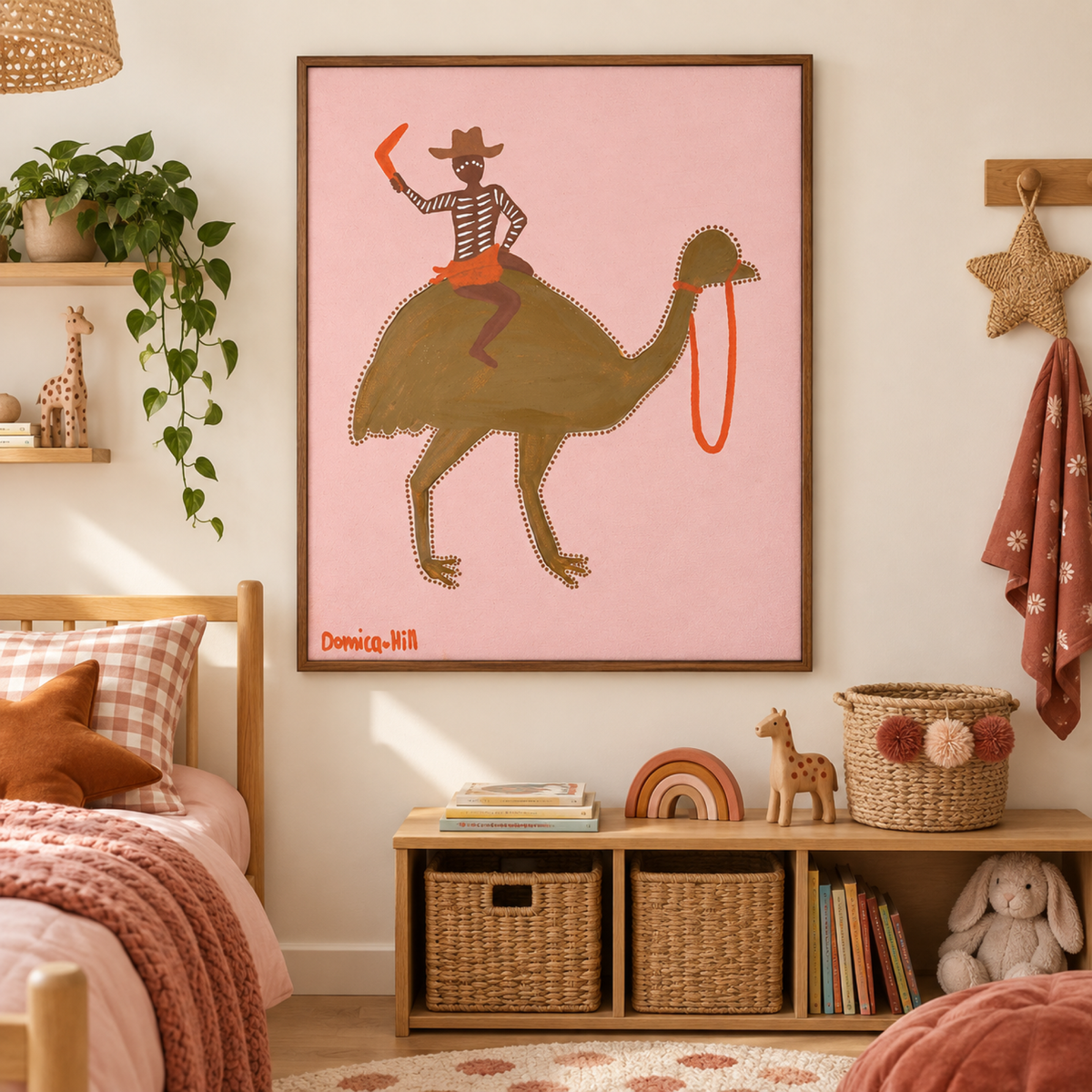 Legends dont walk wall art styled in a contemporary child bedroom with no mat border