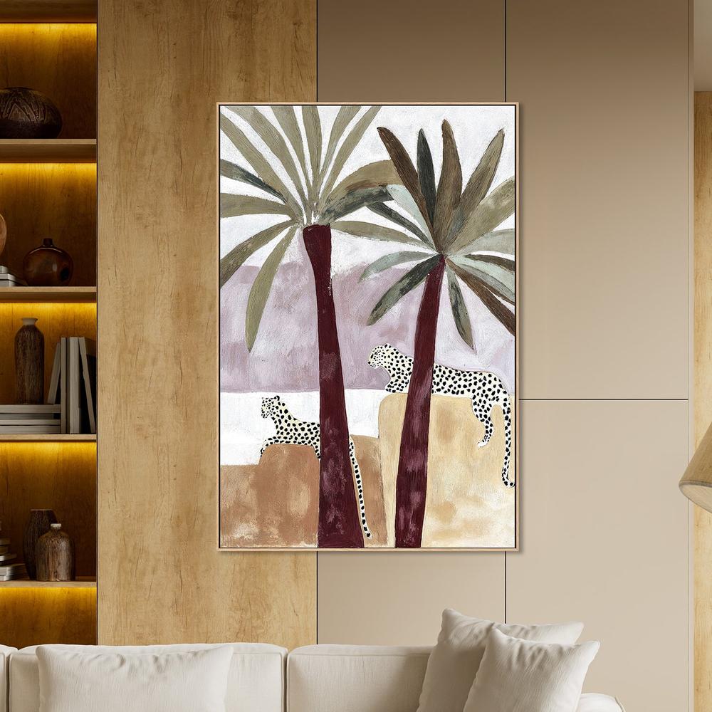 Leopard Palms, Burgundy tone-by-Lady Hana-wall-art-print-canvas-poster-framed-Gioia
