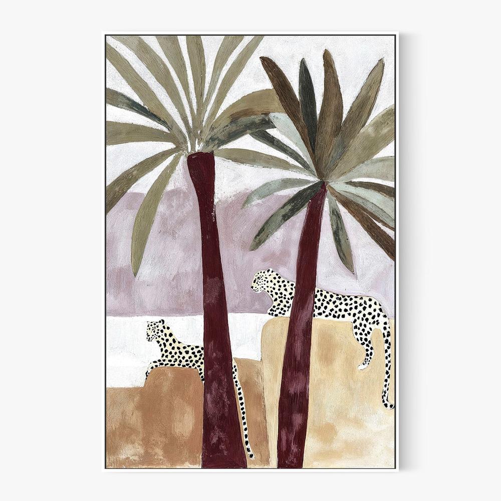 Leopard Palms, Burgundy tone-by-Lady Hana-wall-art-print-canvas-poster-framed-Gioia