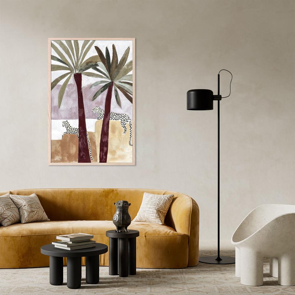 Leopard Palms, Burgundy tone-by-Lady Hana-wall-art-print-canvas-poster-framed-Gioia
