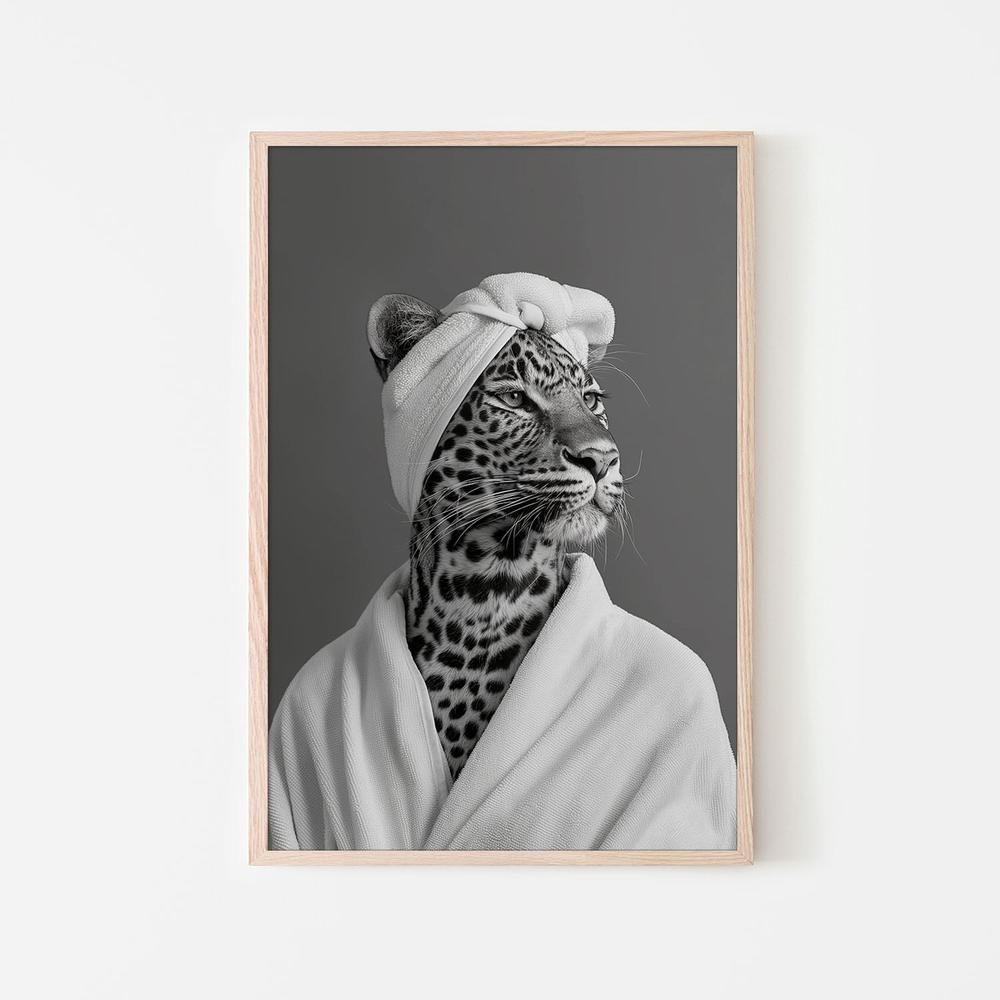 Leopard Spa Day-by-Niky Rahner-wall-art-print-canvas-poster-framed-Gioia