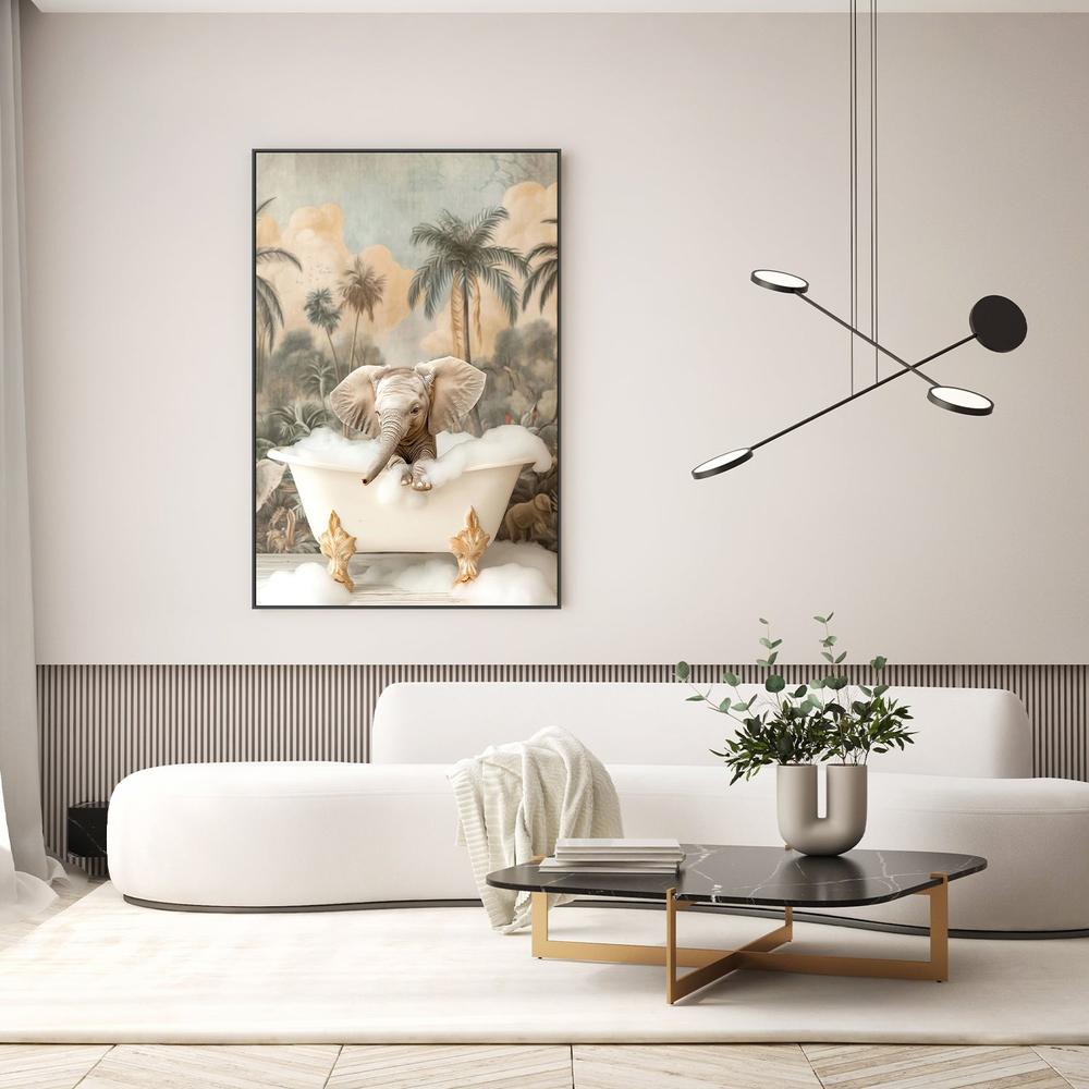 Little Elephant Bubble Bath-by-Niky Rahner-wall-art-print-canvas-poster-framed-Gioia