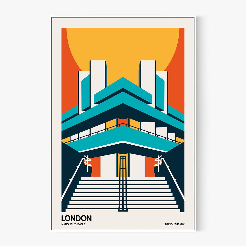 London National Theatre-by-Retrodrome-wall-art-print-canvas-poster-framed-Gioia
