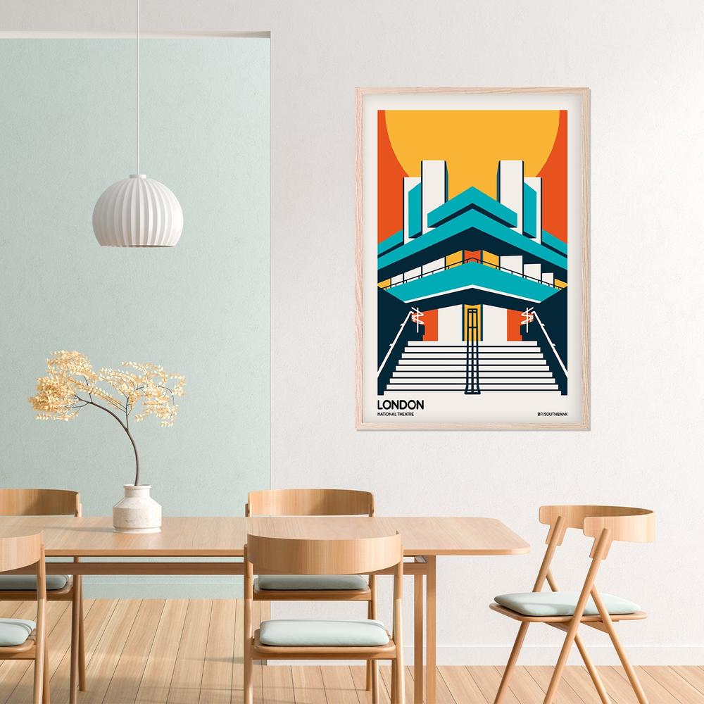 London National Theatre-by-Retrodrome-wall-art-print-canvas-poster-framed-Gioia
