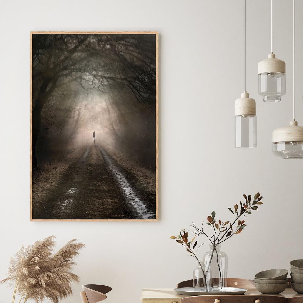 Lone Figure Misty Path-by-Christina Sillen-wall-art-print-canvas-poster-framed-Gioia
