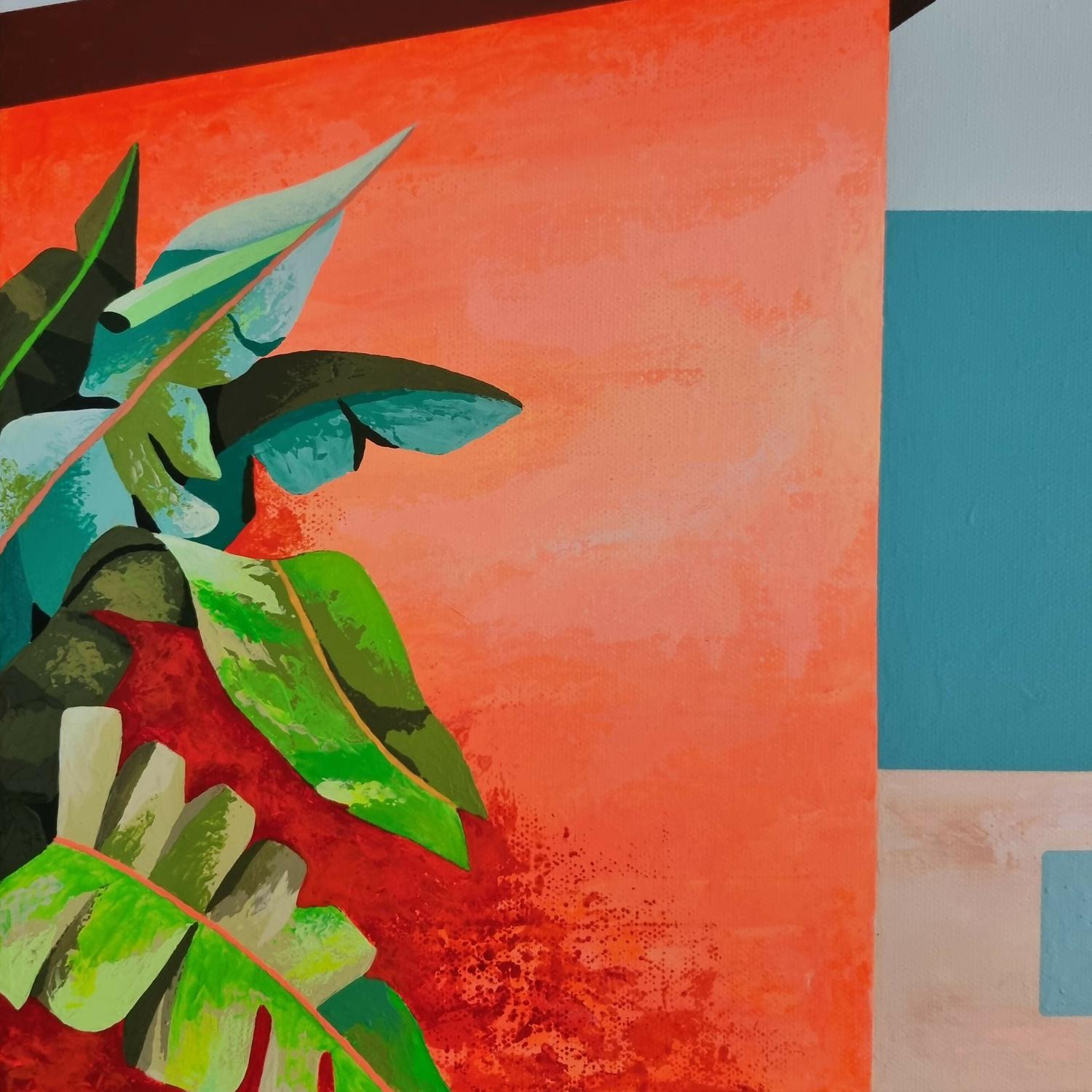 Casas De La Isla #1, Original Hand-Painted Canvas By Michelle Jirsensky