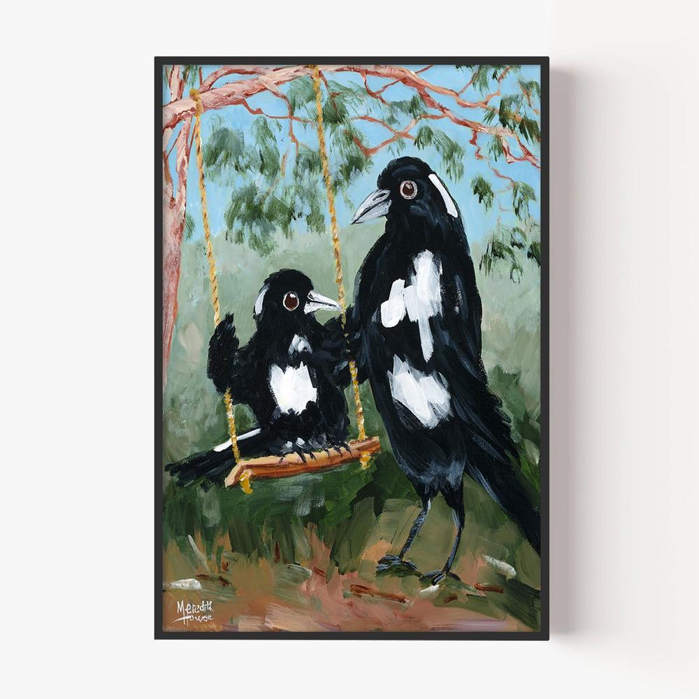 Magpie Swing-by-Meredith Howse-wall-art-print-canvas-poster-framed-Gioia