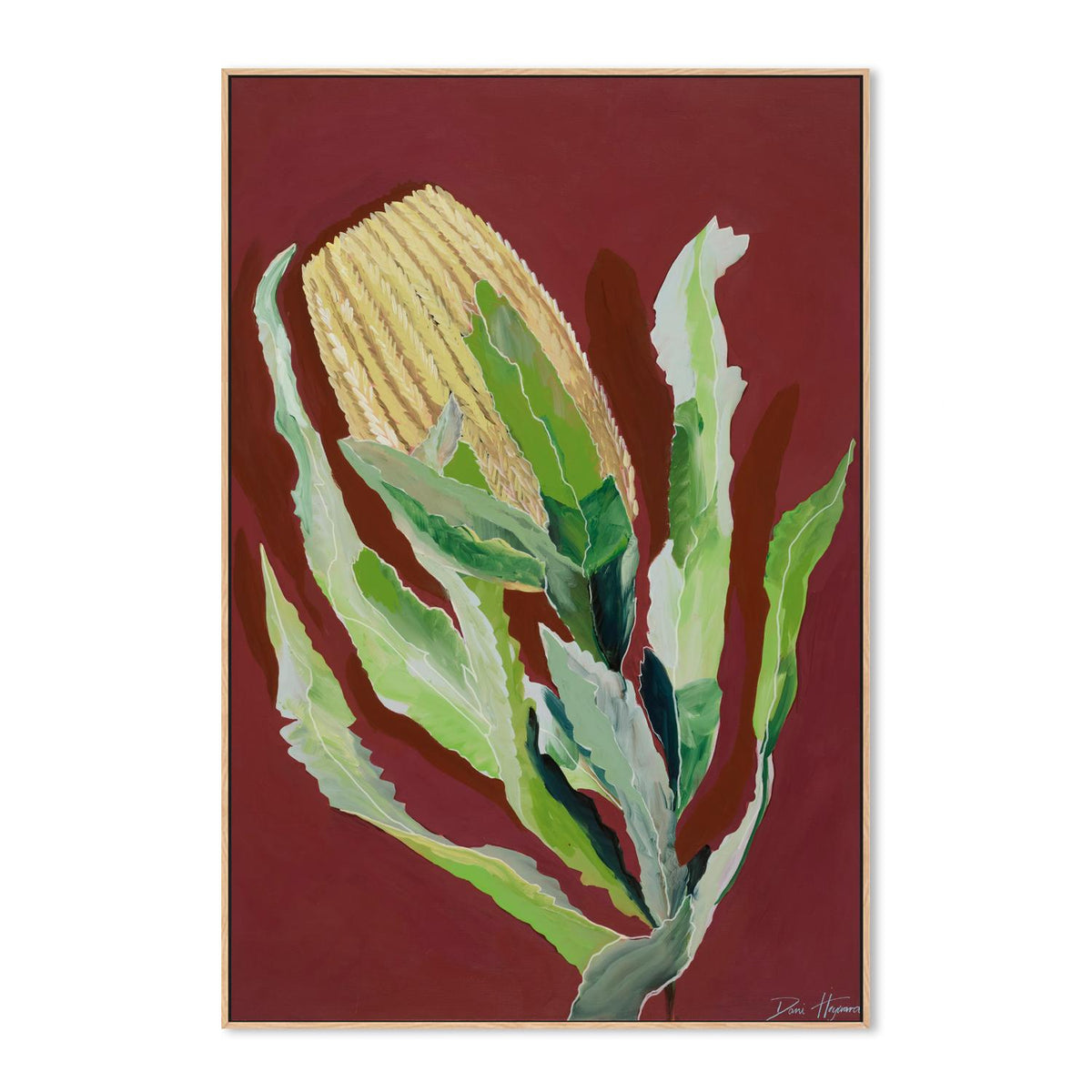 Maroon Banksia-by-Dani Heyward-wall-art-print-canvas-poster-framed-Gioia