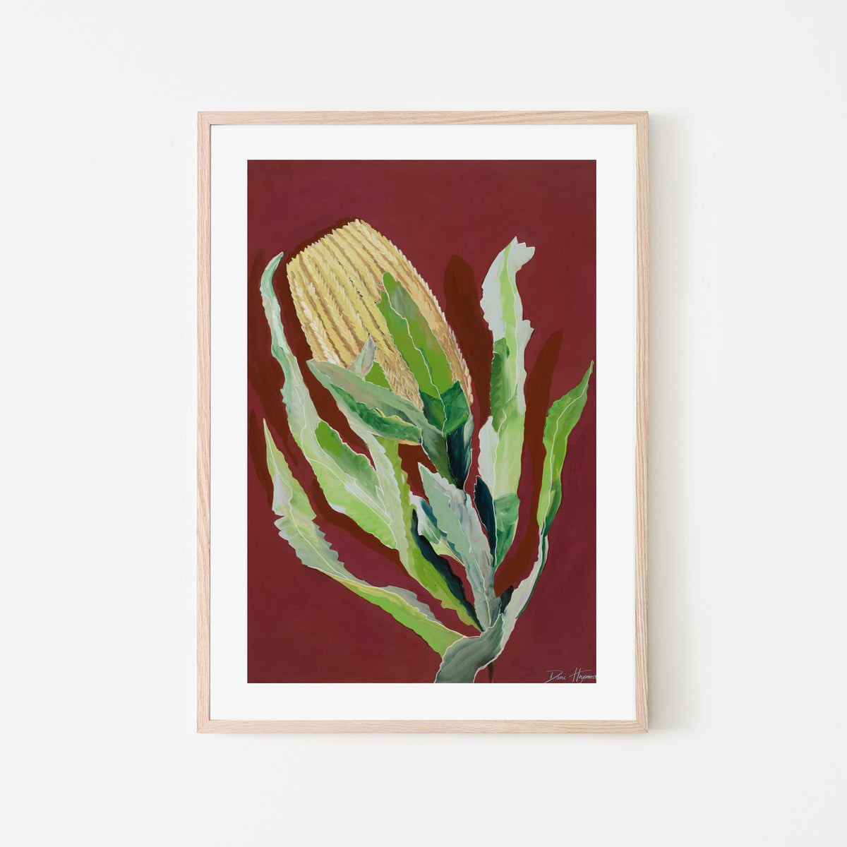 Maroon Banksia-by-Dani Heyward-wall-art-print-canvas-poster-framed-Gioia