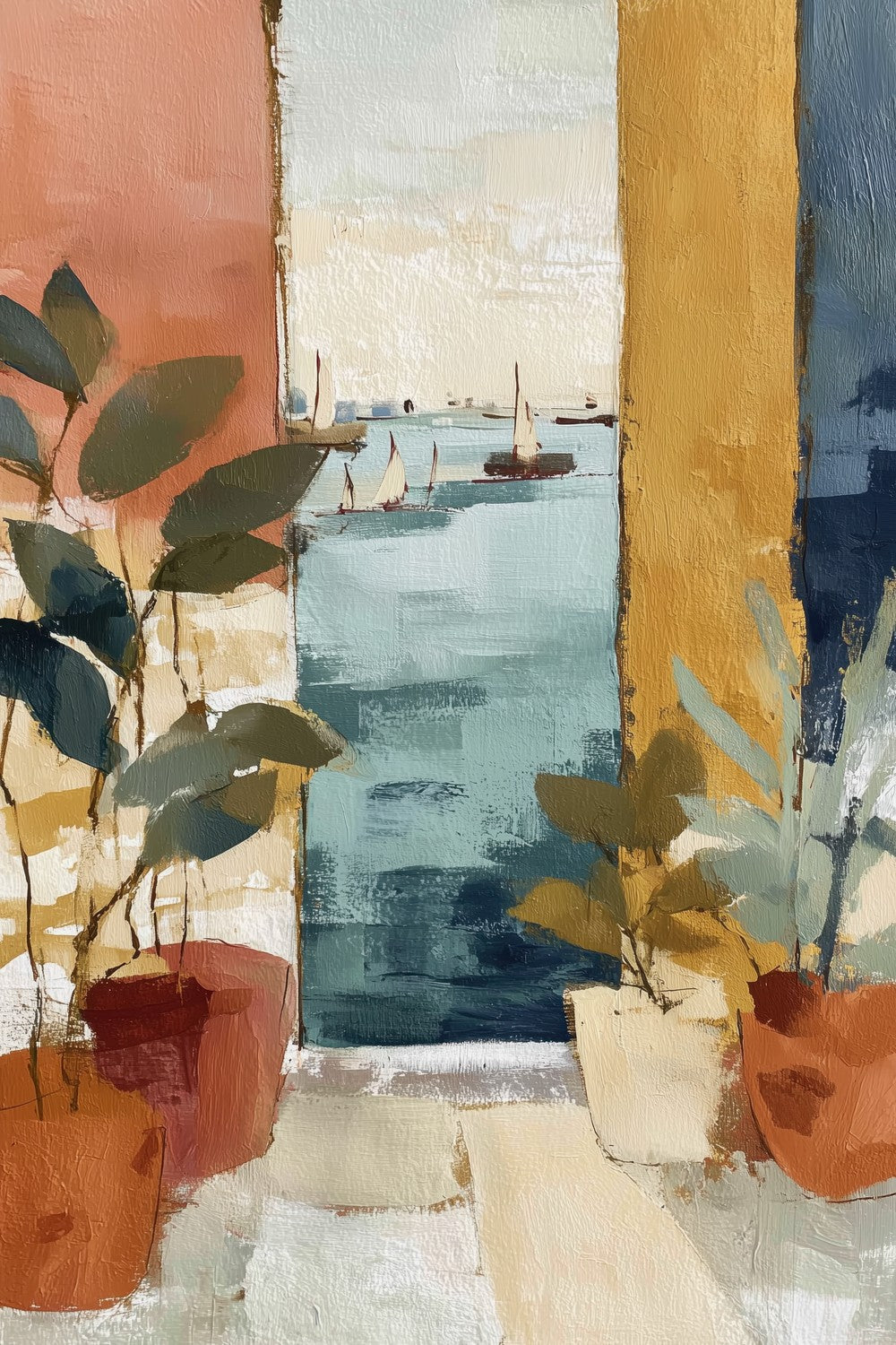 Mediterranean Window with Sailboats-by-Chromatic Storm Studio-wall-art-print-canvas-poster-framed-Gioia