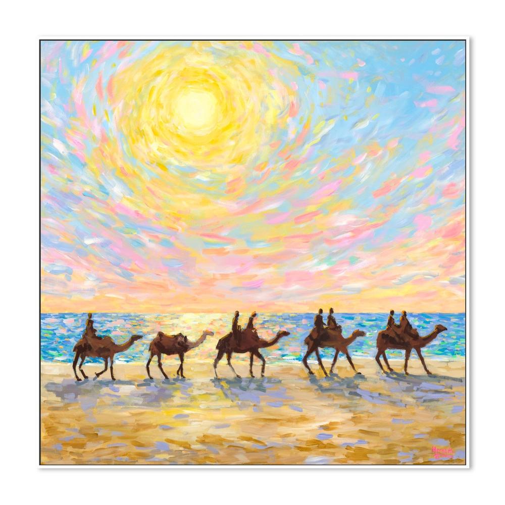 Mindil Beach Sunset with Camels-by-Meredith Howse-wall-art-print-canvas-poster-framed-Gioia