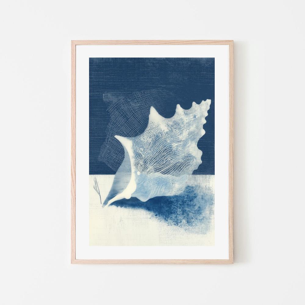 Minimal Conch Shell Profile-by-Chromatic Storm Studio-wall-art-print-canvas-poster-framed-Gioia