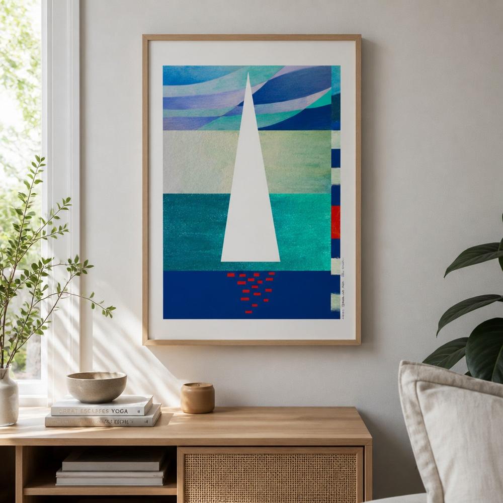 Minimalist Ocean Sail-by-Alex Nereuta-wall-art-print-canvas-poster-framed-Gioia