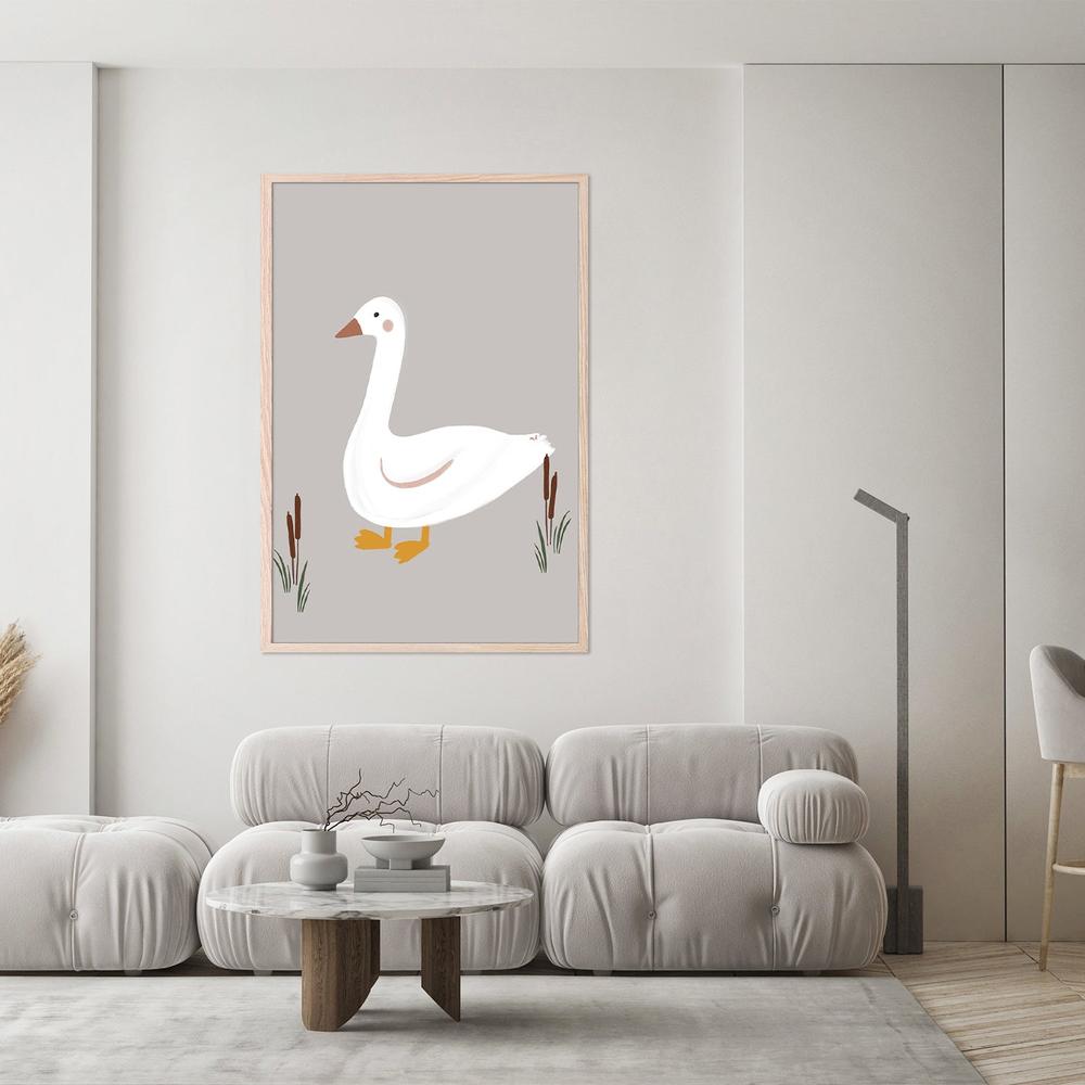 Minimalist White Goose-by-Menina Lisboa-wall-art-print-canvas-poster-framed-Gioia