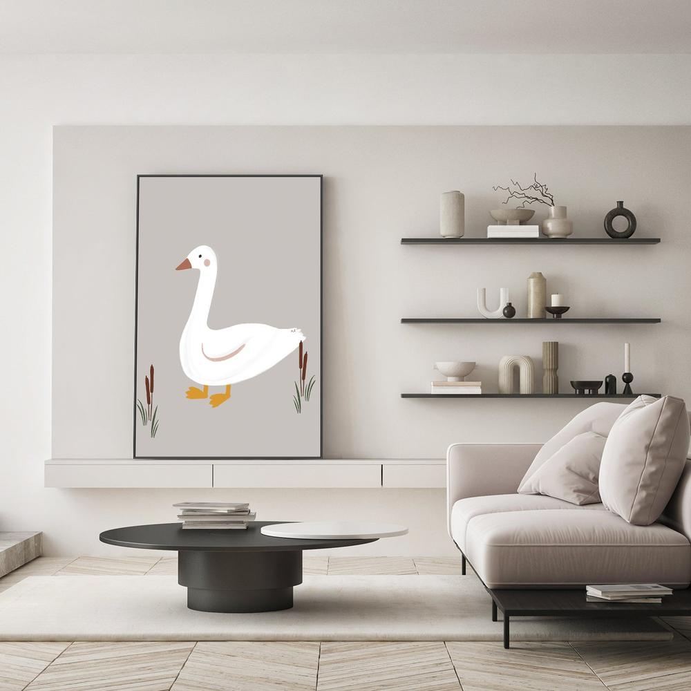 Minimalist White Goose-by-Menina Lisboa-wall-art-print-canvas-poster-framed-Gioia
