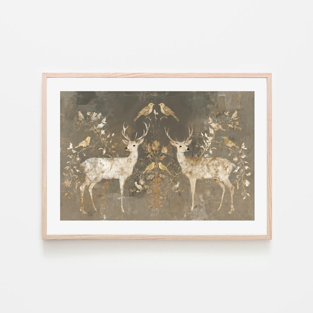 Mirrored Fawn Pair-by-Chromatic Storm Studio-wall-art-print-canvas-poster-framed-Gioia