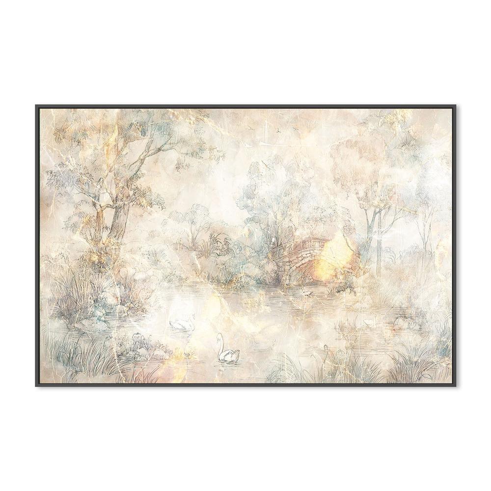 wall-art-print-canvas-poster-framed-Misty Lake Swans-3