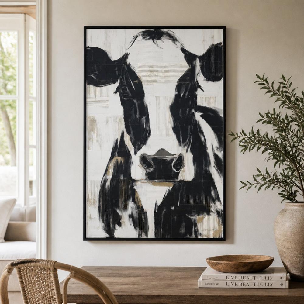 Modern Cow Portrait Monochrome-by-Chromatic Storm Studio-wall-art-print-canvas-poster-framed-Gioia