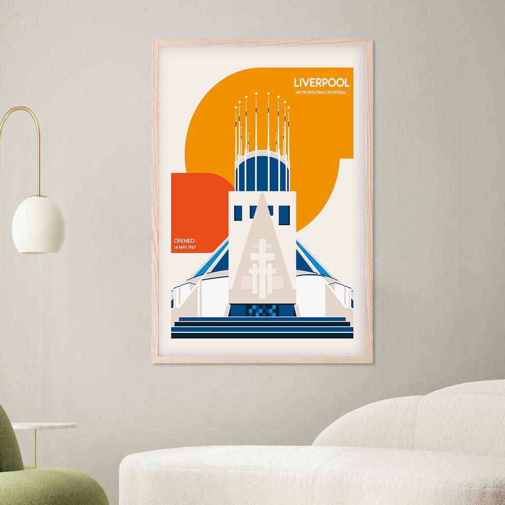 Modern Liverpool Cathedral-by-Retrodrome-wall-art-print-canvas-poster-framed-Gioia