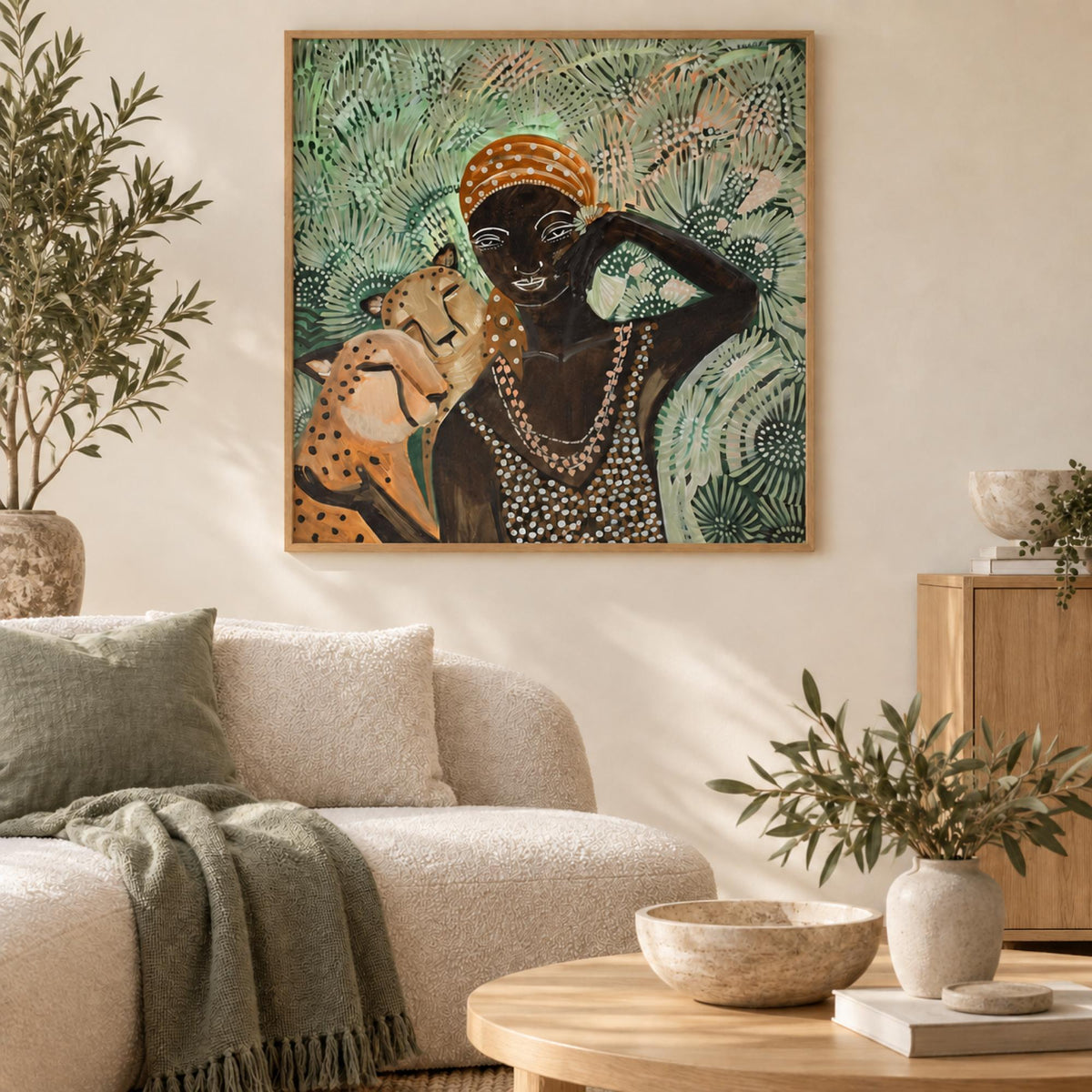 Moira wall art styled in a refined contemporary Australian living room with no mat border