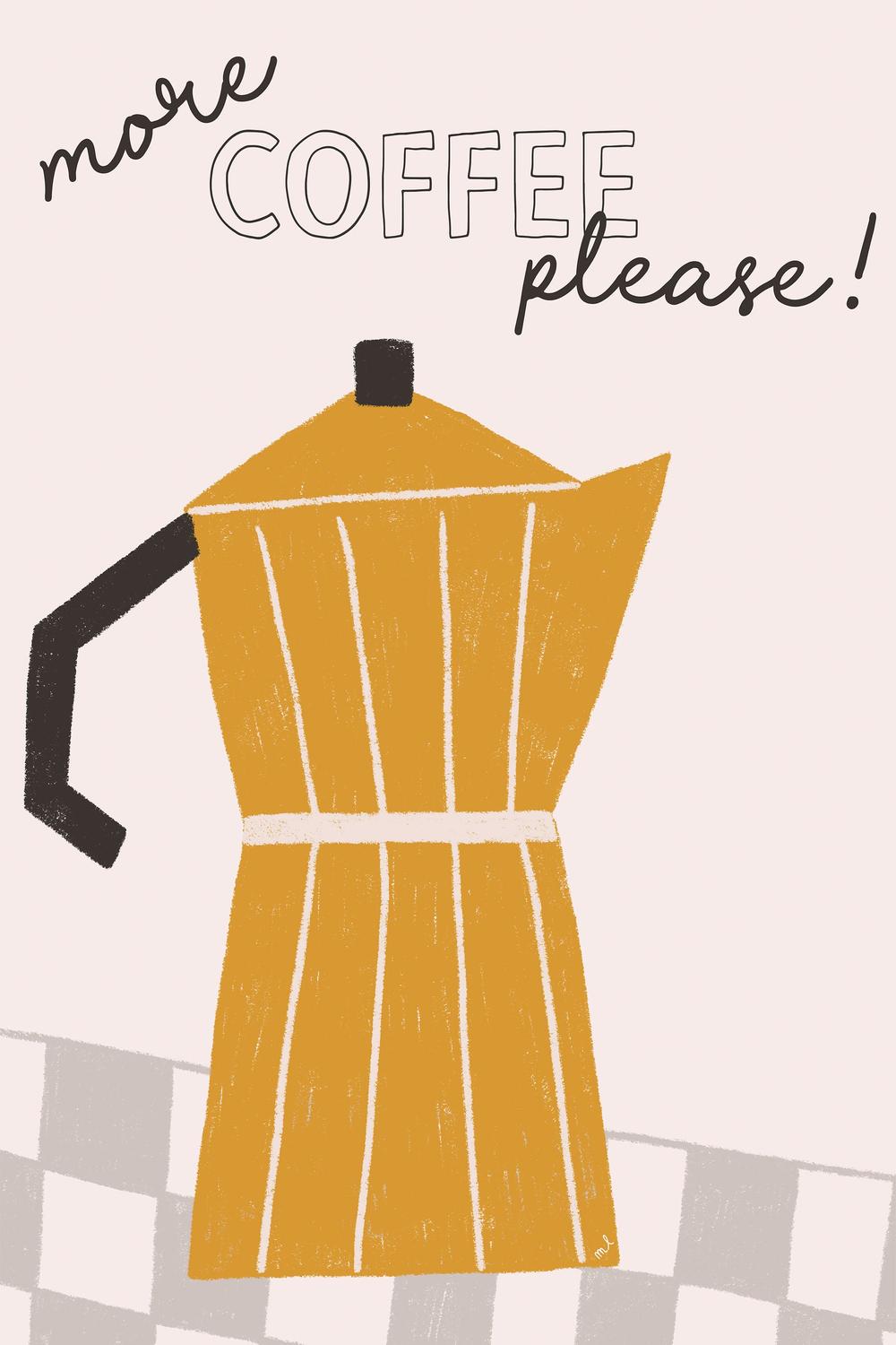 Moka Pot Coffee Please-by-Menina Lisboa-wall-art-print-canvas-poster-framed-Gioia