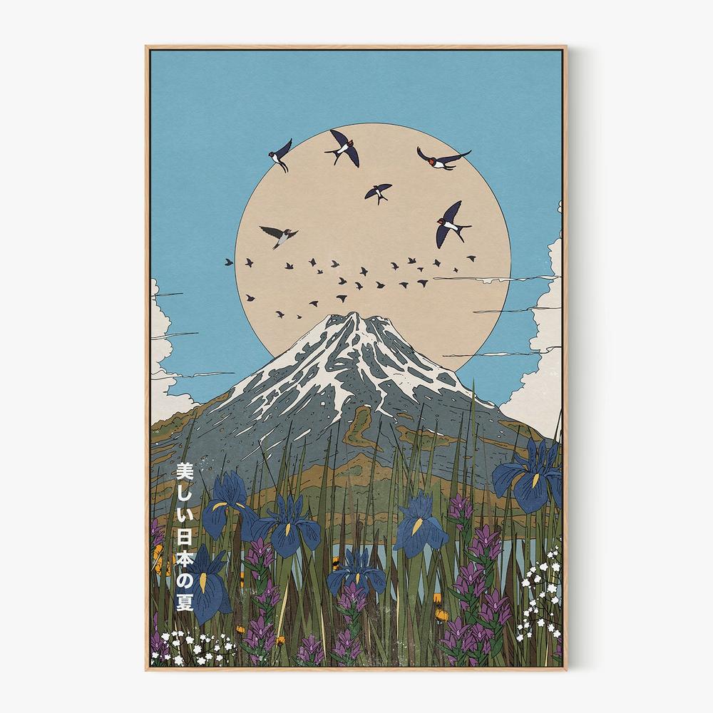 Mount Fuji Summer Swallows-by-Nicholas-wall-art-print-canvas-poster-framed-Gioia
