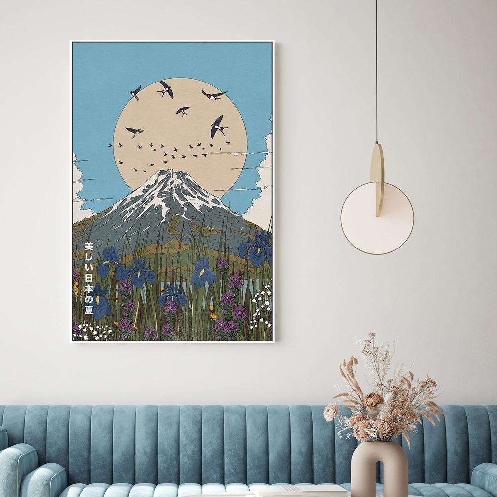 Mount Fuji Summer Swallows-by-Nicholas-wall-art-print-canvas-poster-framed-Gioia