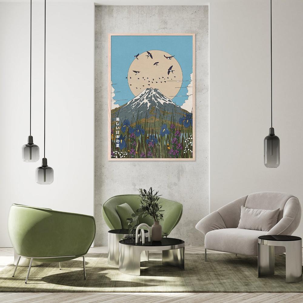 Mount Fuji Summer Swallows-by-Nicholas-wall-art-print-canvas-poster-framed-Gioia