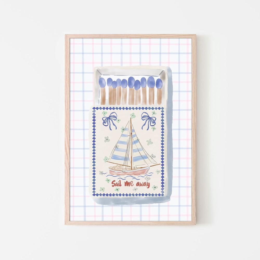 Nautical Matchbox Sailboat-by-Radhika Modi-wall-art-print-canvas-poster-framed-Gioia