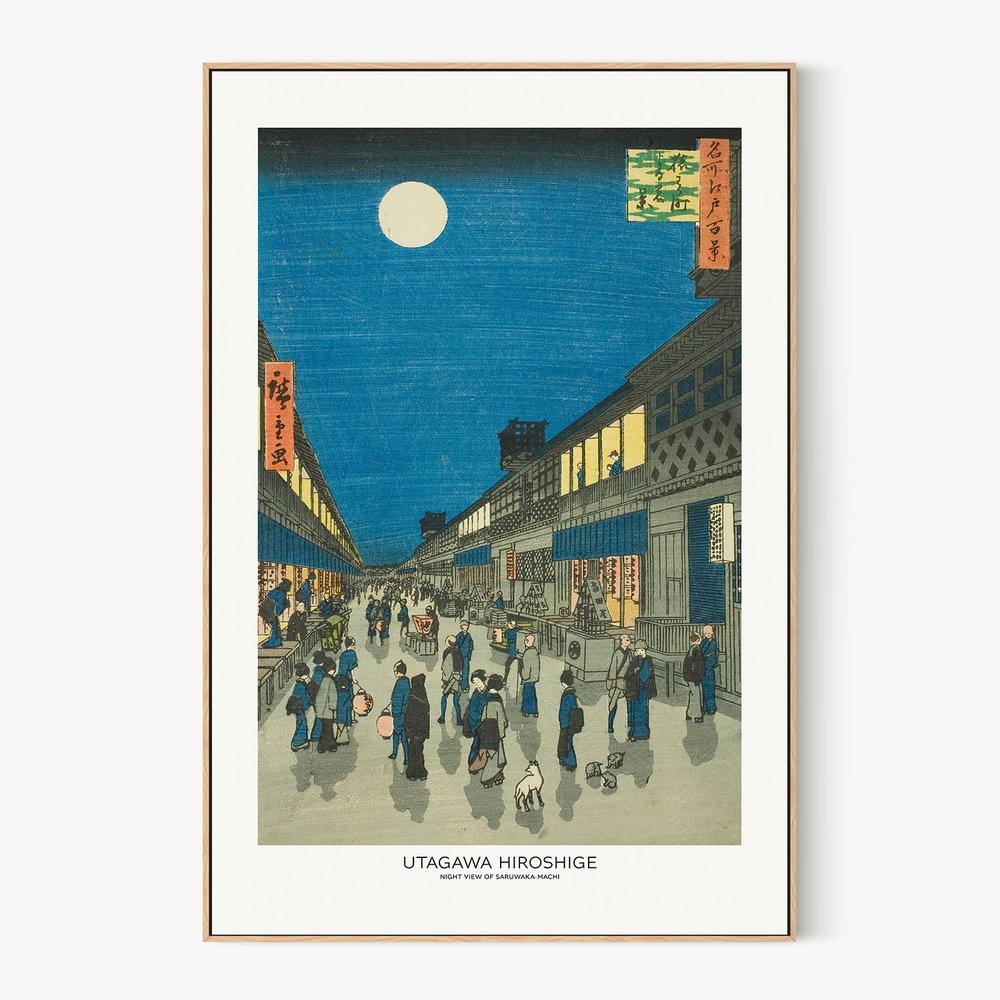 Night View of Saruwaka Machi-by-Utagawa Hiroshige-wall-art-print-canvas-poster-framed-Gioia