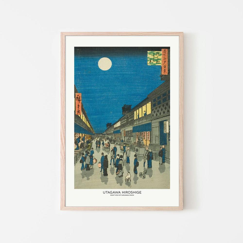 Night View of Saruwaka Machi-by-Utagawa Hiroshige-wall-art-print-canvas-poster-framed-Gioia