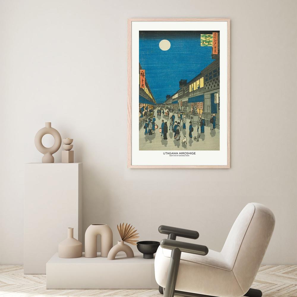 Night View of Saruwaka Machi-by-Utagawa Hiroshige-wall-art-print-canvas-poster-framed-Gioia