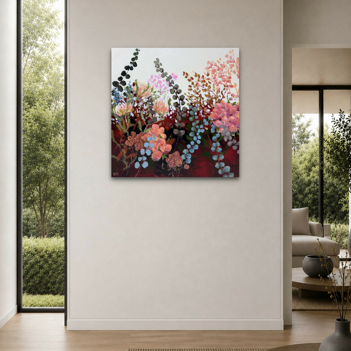 Silver Dollar Eucalyptus Vintage. Original hand-painted artwork by Meredith Howse.