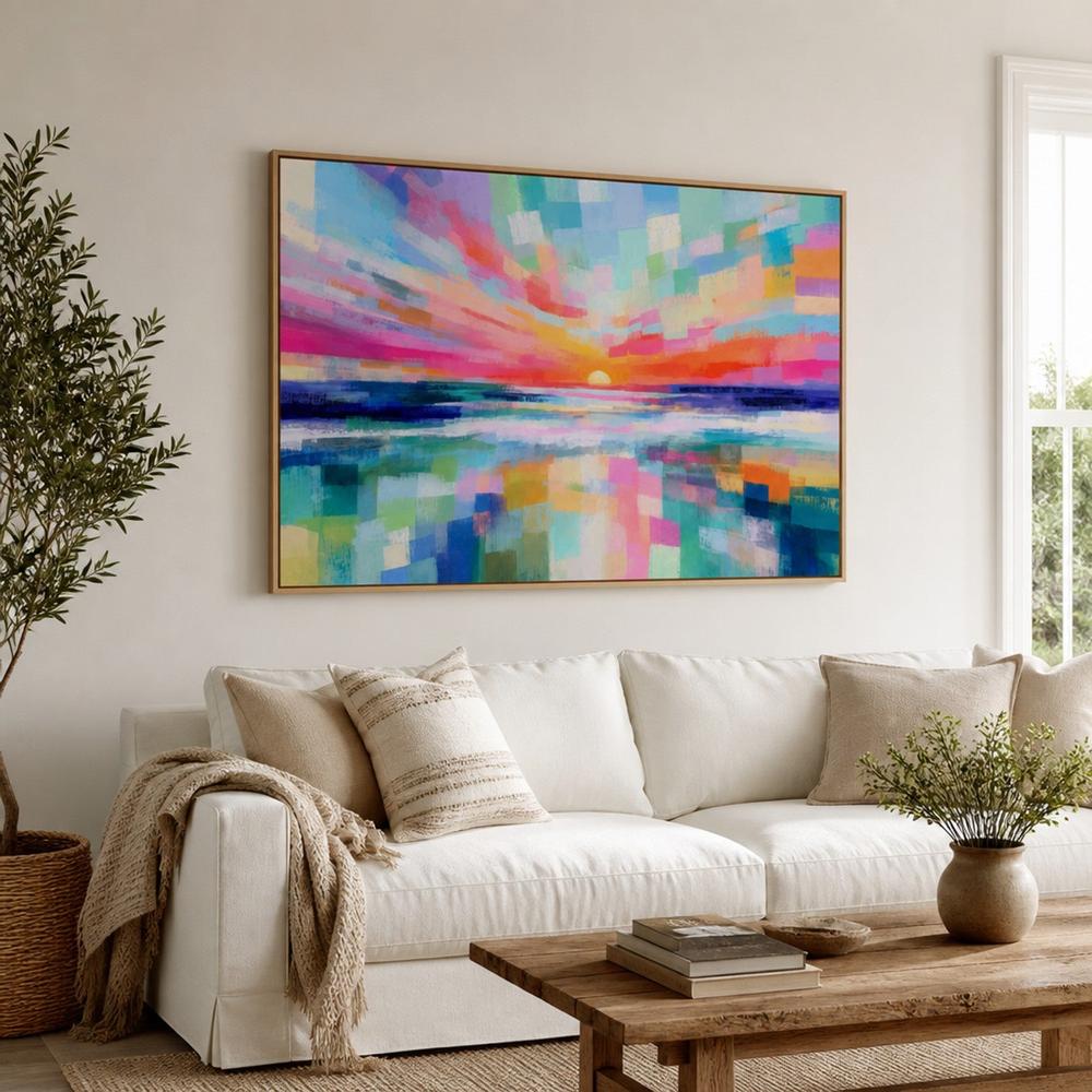 Ocean Sunset Mosaic-by-Chromatic Storm Studio-wall-art-print-canvas-poster-framed-Gioia