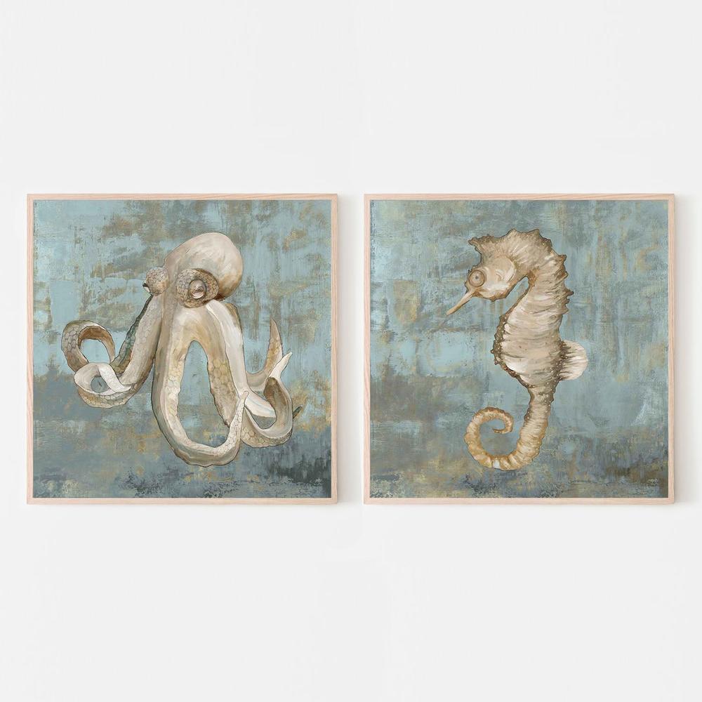Octopus Dance & Seahorse Dance, Set Of 2-by-Jacob Q-wall-art-print-canvas-poster-framed-Gioia
