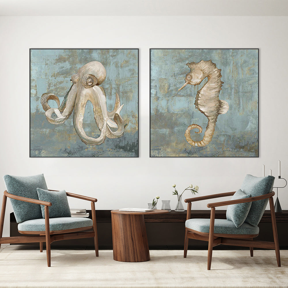Octopus Dance & Seahorse Dance, Set Of 2-by-Jacob Q-wall-art-print-canvas-poster-framed-Gioia