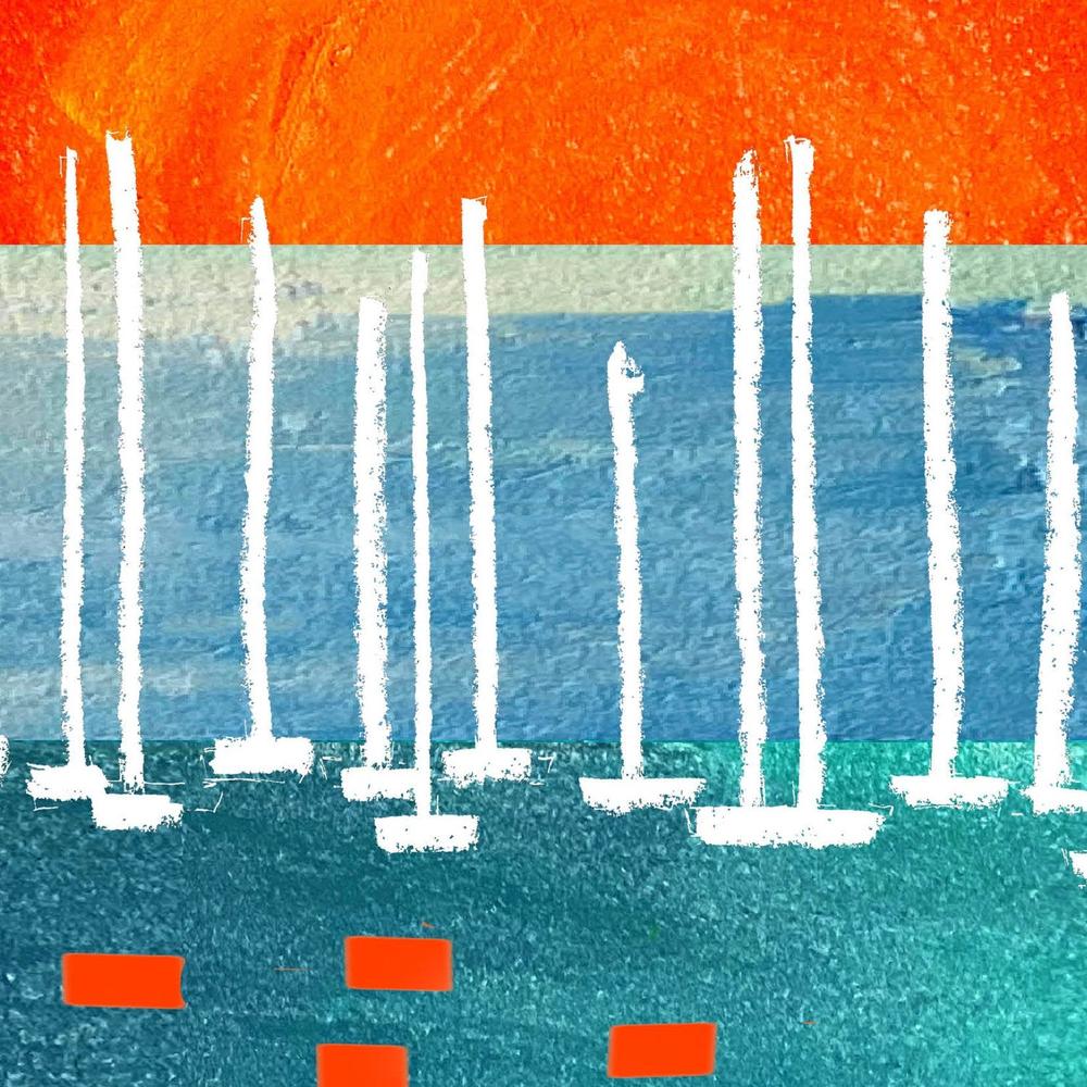 Orange Sun Sailboats-by-Alex Nereuta-wall-art-print-canvas-poster-framed-Gioia