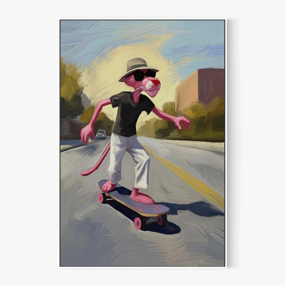 PANTERA Y PATINETA-by-Giovanna Gil Alves-wall-art-print-canvas-poster-framed-Gioia